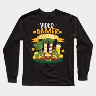 Video Gamer Leprechaun St. Patrick's Day Funny T-shirt Long Sleeve T-Shirt